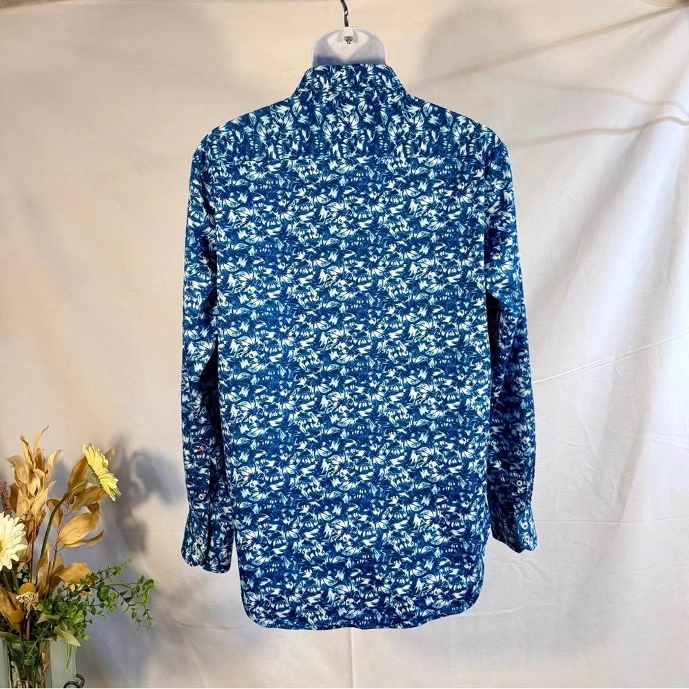 Robert Graham Banbury Flip Cuff 100% Cotton Floral Button Up Shirt Sz M🧡